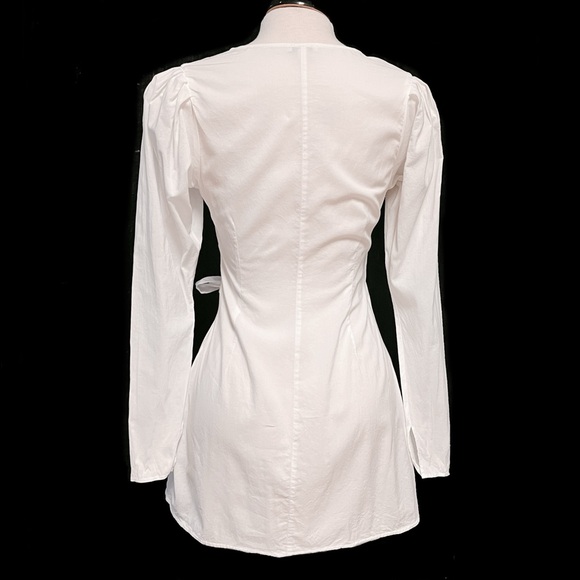 WeWoreWhat Blanca Wrap Dress Womens Size Small White Plunge Long Sleeve Poplin - Picture 3 of 16